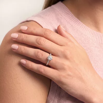 Octave Scalloped Pavé Lab Engagement Ring by Christian Siriano