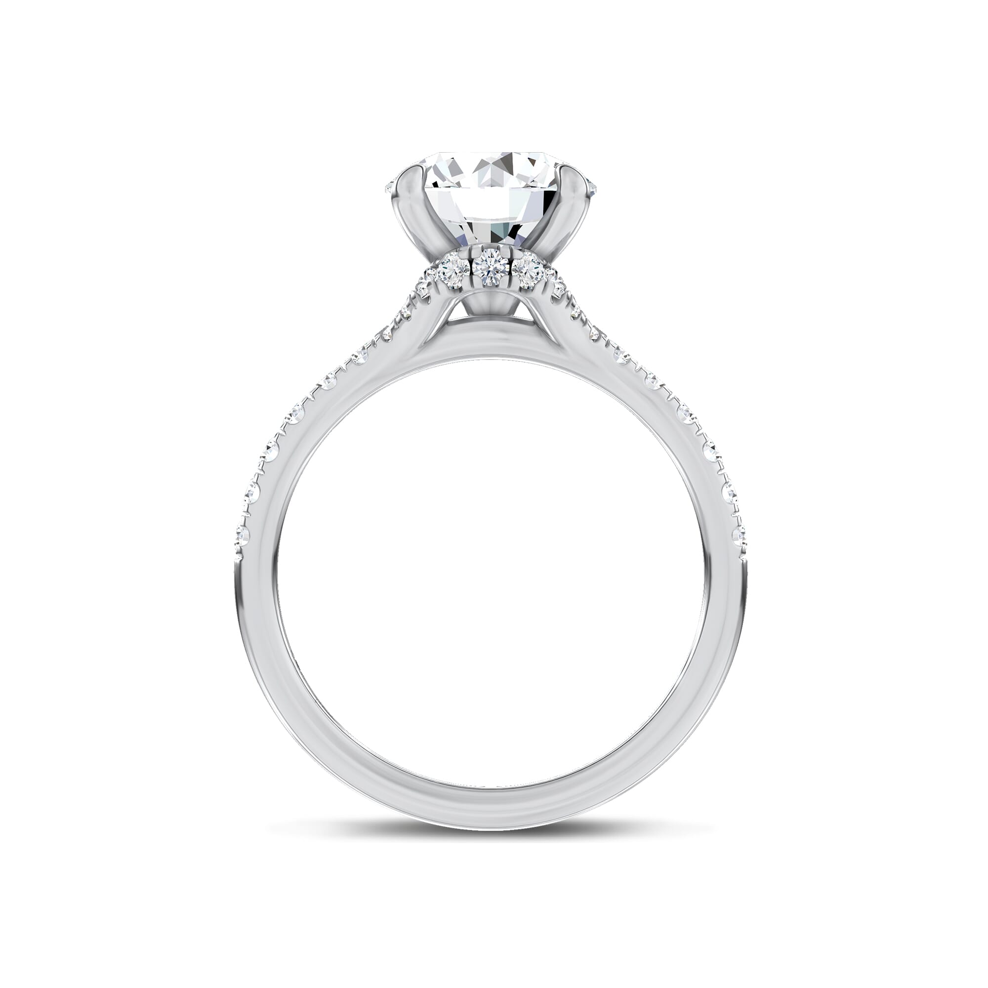 Cascata Halo Lab Engagement Ring by Christian Siriano - 14K White Gold
