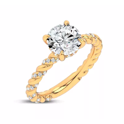Dorza Twisted Pavé Hidden Halo Engagement Ring
