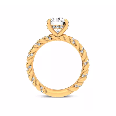 Dorza Twisted Pavé Hidden Halo Engagement Ring