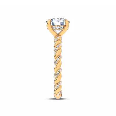 Dorza Twisted Pavé Hidden Halo Engagement Ring