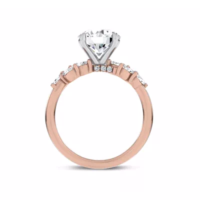 Seravine Leaf Accent Lab Engagement Ring