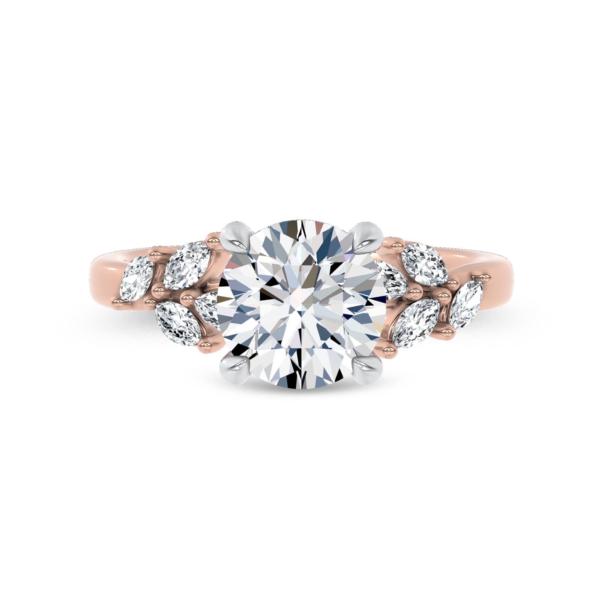 Seravine Leaf Accent Engagement Ring
