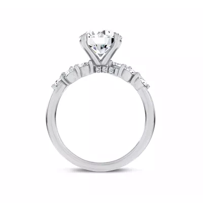 Seravine Leaf Accent Lab Engagement Ring
