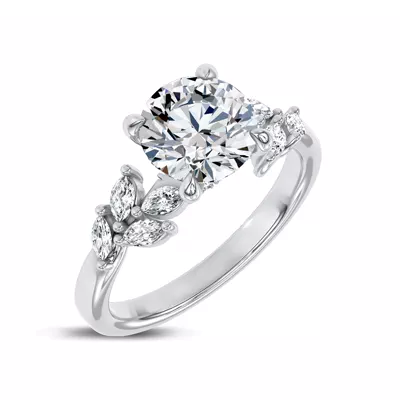 Seravine Leaf Accent Engagement Ring