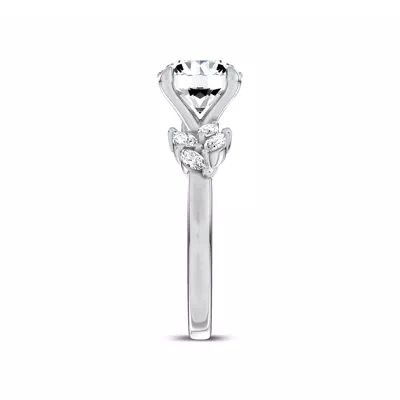 Seravine Leaf Accent Engagement Ring