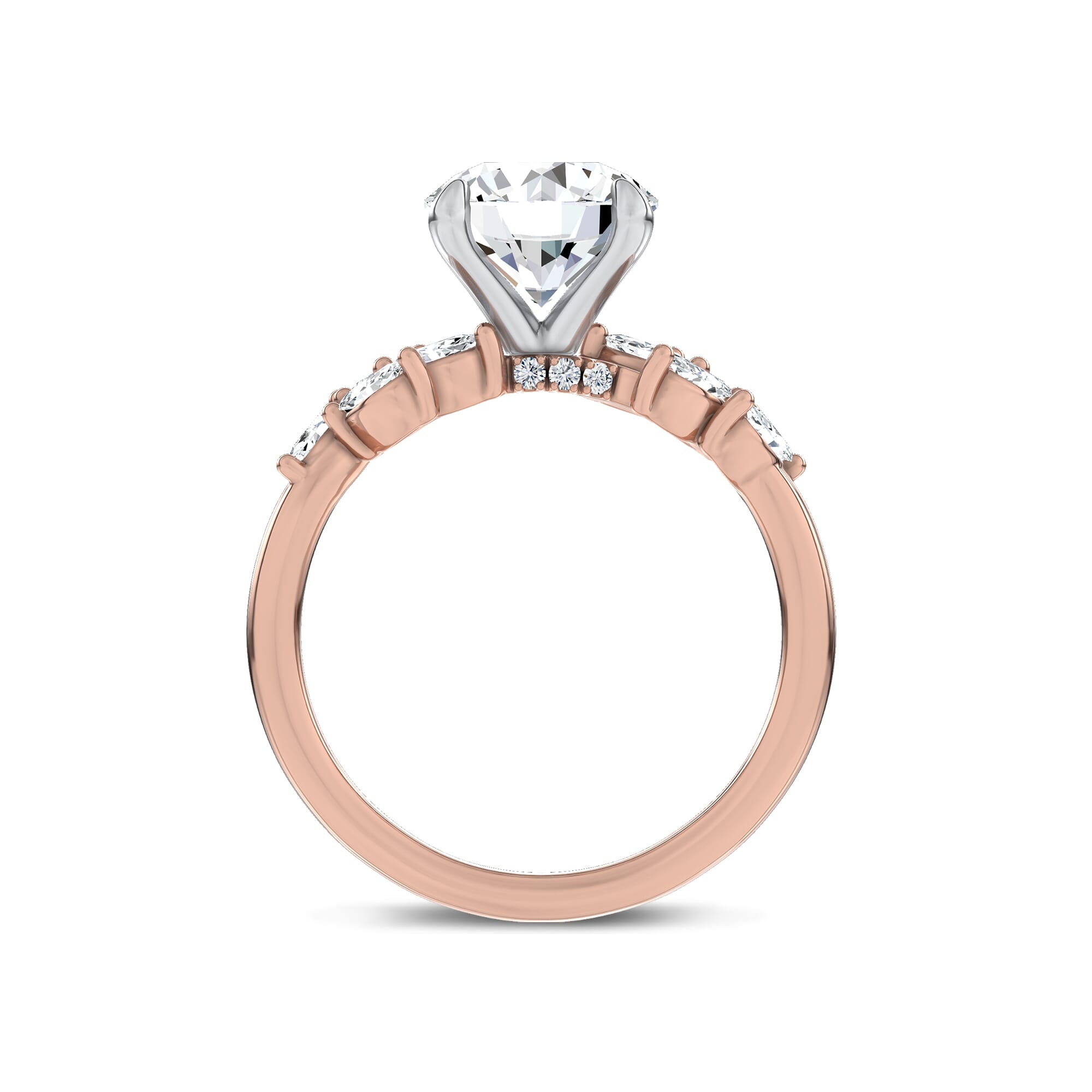 Seravine Leaf Accent Lab Engagement Ring