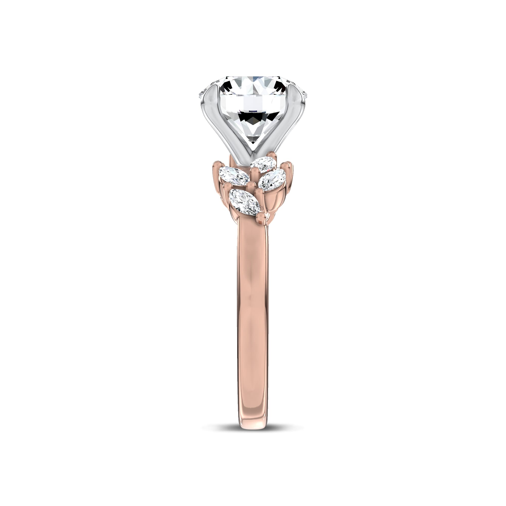 Seravine Leaf Accent Engagement Ring