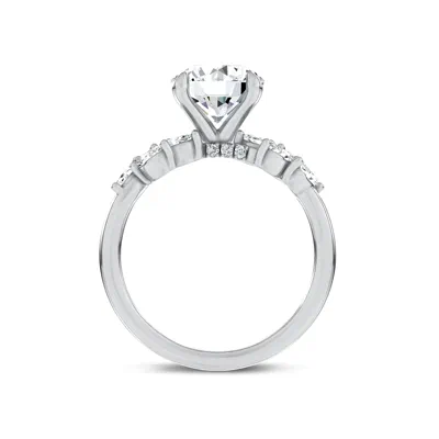 Seravine Leaf Accent Lab Engagement Ring