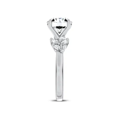 Seravine Leaf Accent Lab Engagement Ring