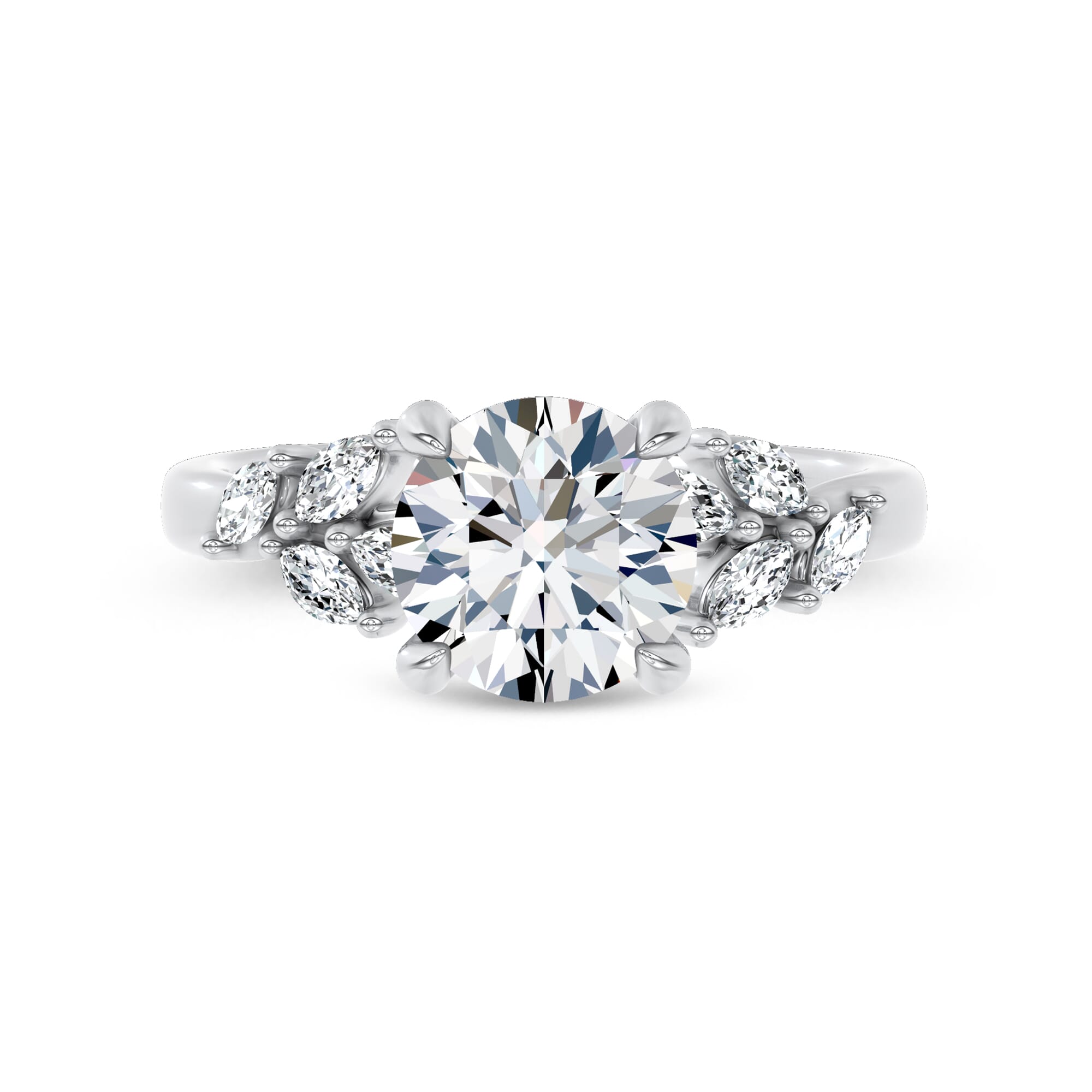 Seravine Leaf Accent Engagement Ring