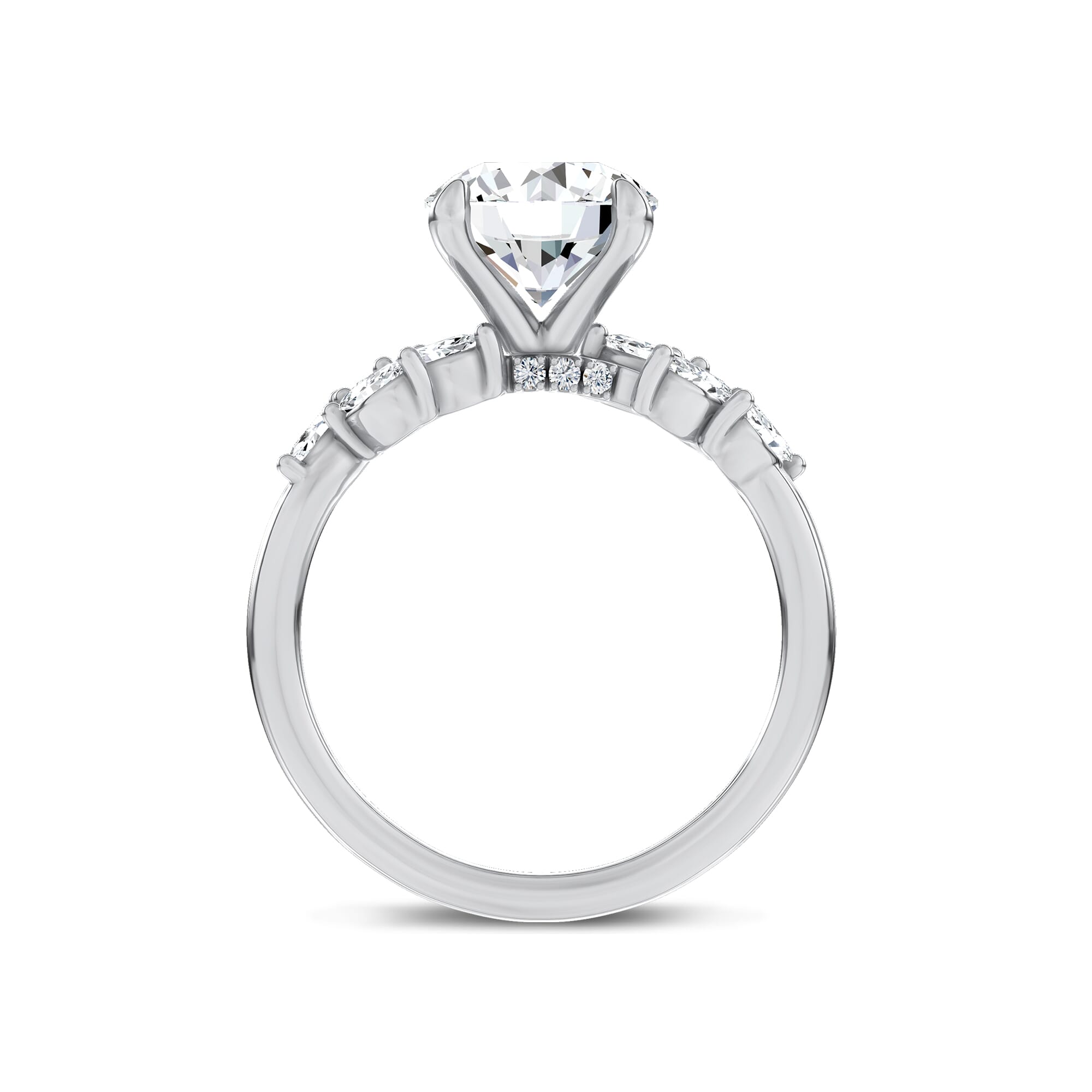 Seravine Leaf Accent Engagement Ring