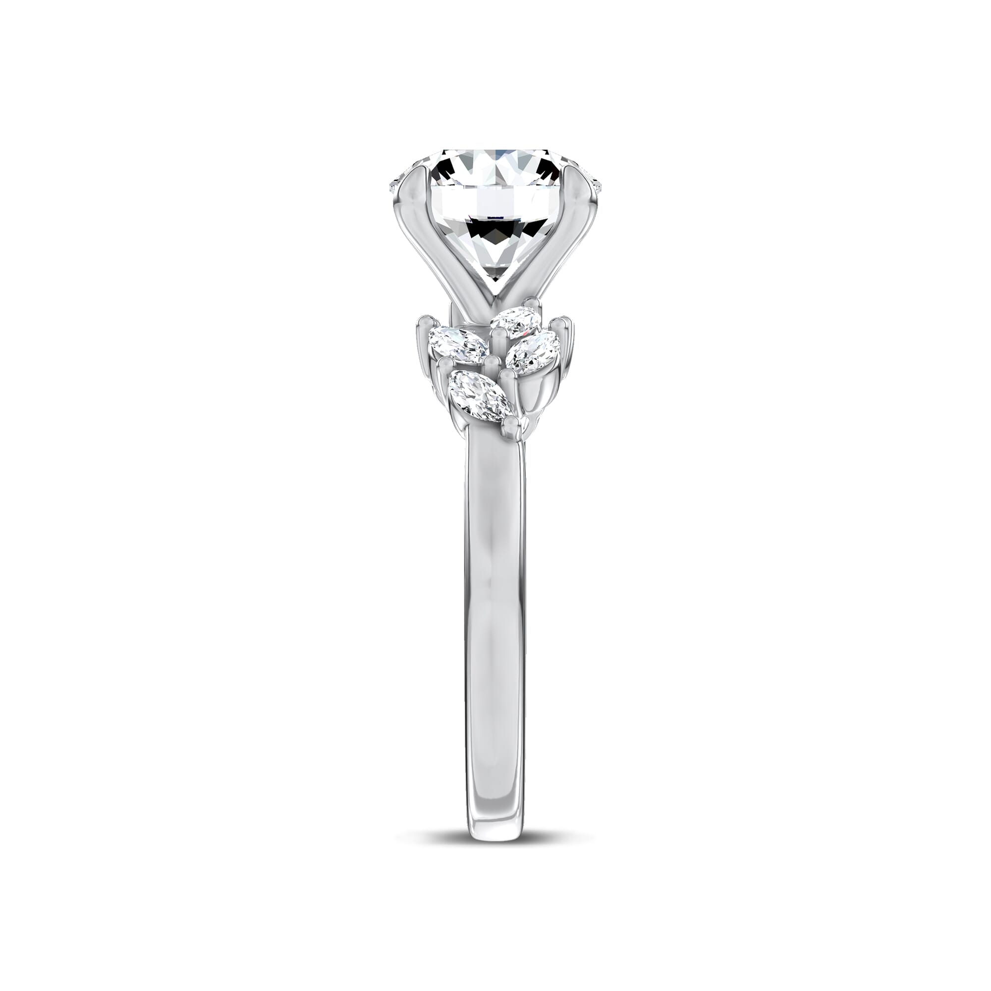 Seravine Leaf Accent Engagement Ring