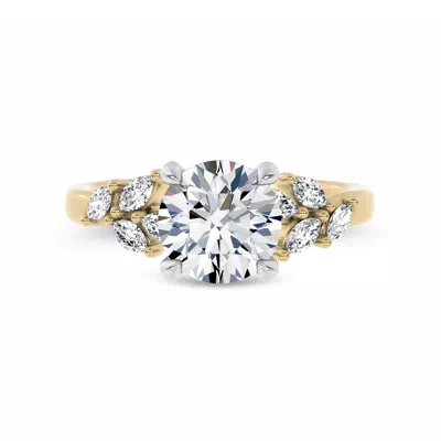 Seravine Leaf Accent Lab Engagement Ring