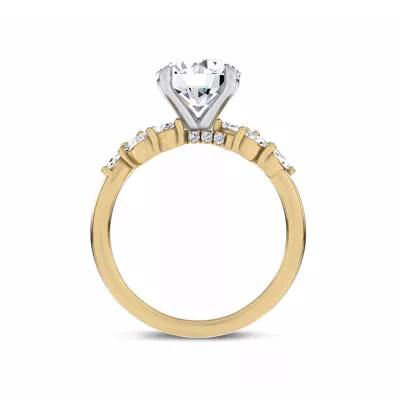 Seravine Leaf Accent Lab Engagement Ring
