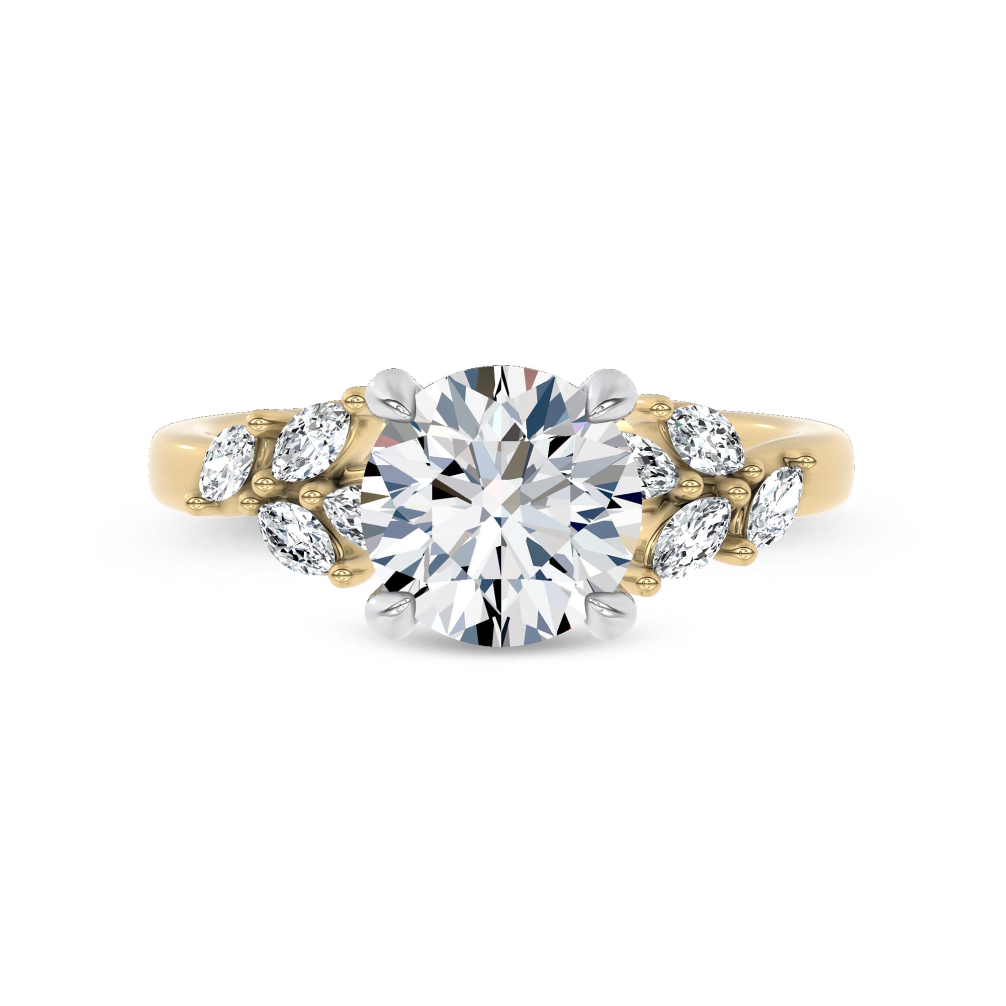 Seravine Leaf Accent Engagement Ring