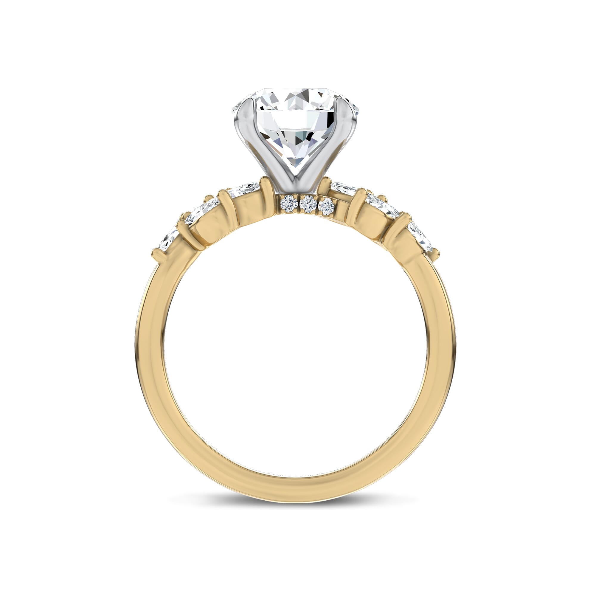 Seravine Leaf Accent Engagement Ring