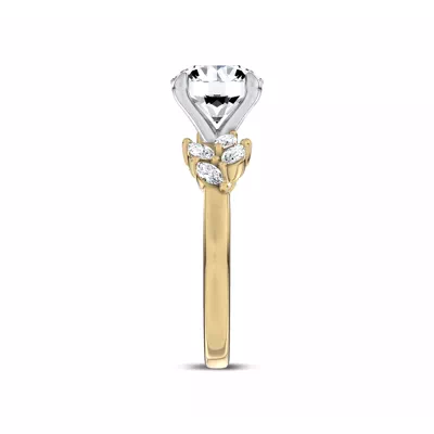 Seravine Leaf Accent Engagement Ring