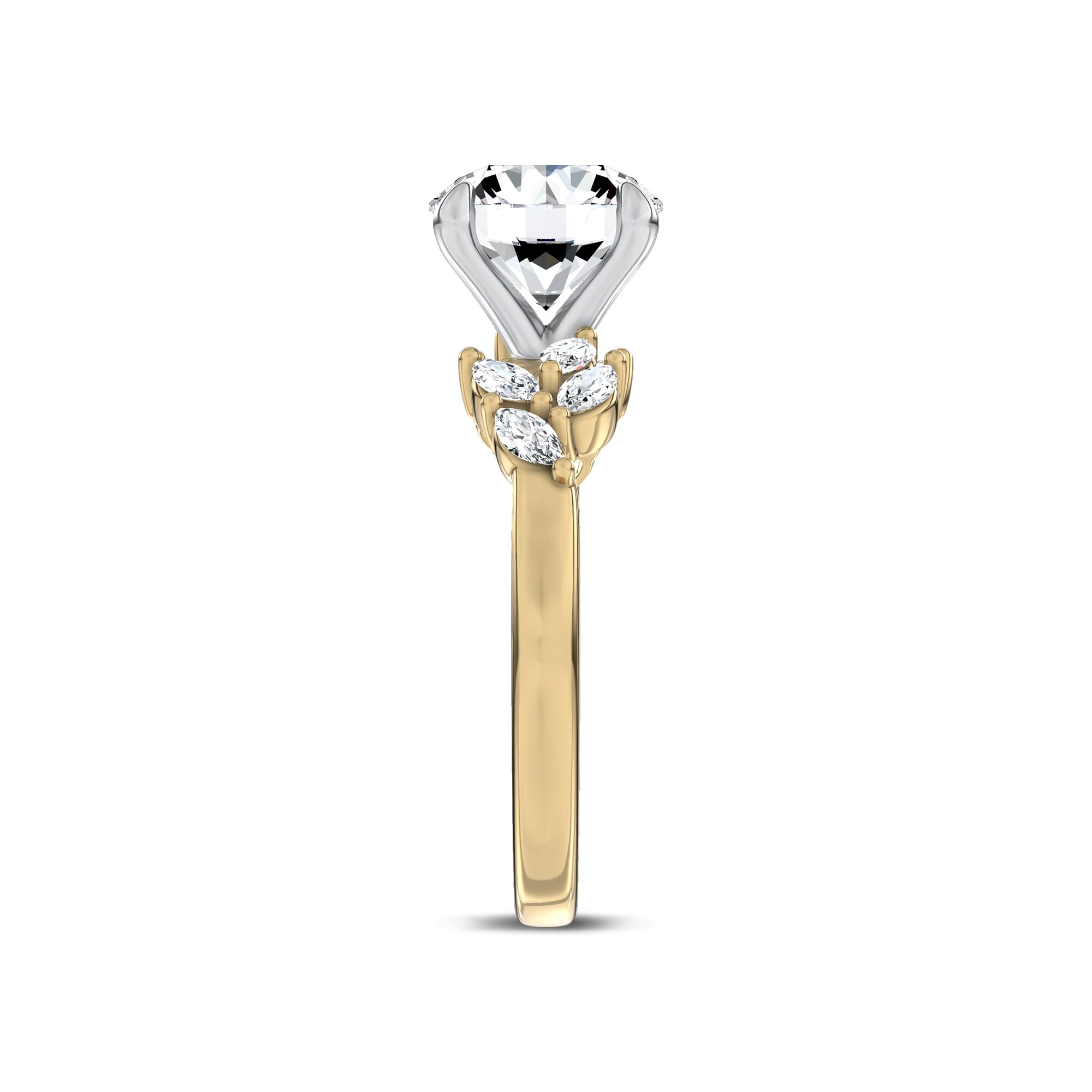 Seravine Leaf Accent Engagement Ring
