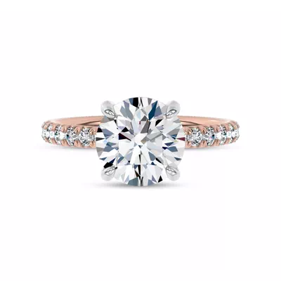 Sculpted C-Prong Pavé Lab Engagement Ring by Christian Siriano