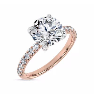 Sculpted C-Prong Pavé Lab Engagement Ring by Christian Siriano