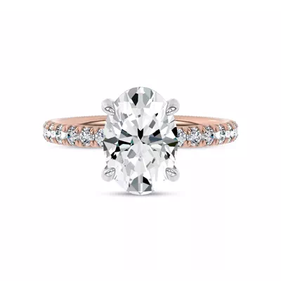 Sculpted C-Prong Pavé Lab Engagement Ring by Christian Siriano