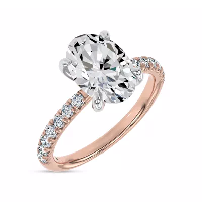 Sculpted C-Prong Pavé Lab Engagement Ring by Christian Siriano