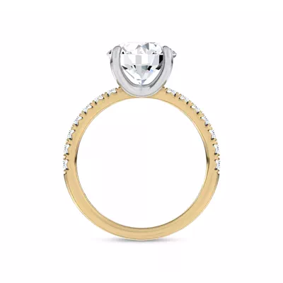 Sculpted C-Prong Pavé Lab Engagement Ring by Christian Siriano