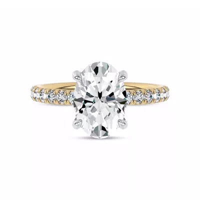 Sculpted C-Prong Pavé Lab Engagement Ring by Christian Siriano