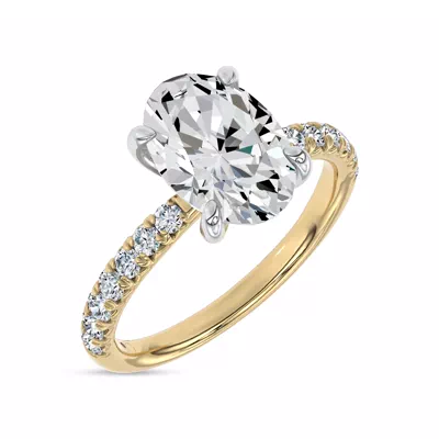 Sculpted C-Prong Pavé Lab Engagement Ring by Christian Siriano
