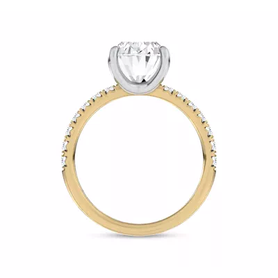Sculpted C-Prong Pavé Lab Engagement Ring by Christian Siriano