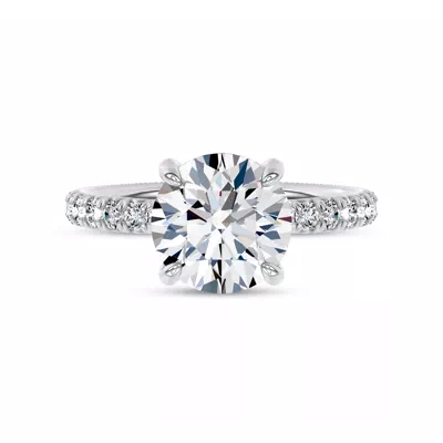 Sculpted C-Prong Pavé Lab Engagement Ring by Christian Siriano