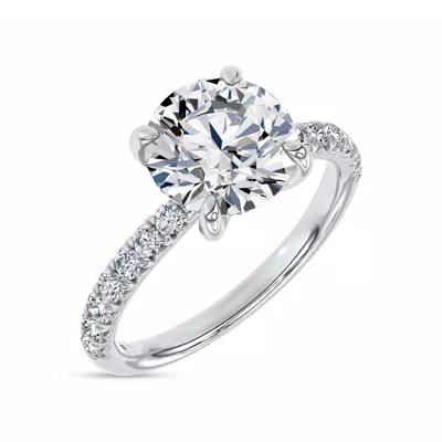 Sculpted C-Prong Pavé Lab Engagement Ring by Christian Siriano