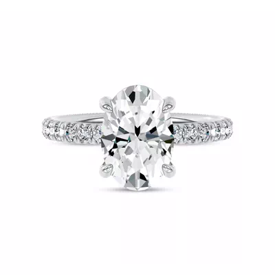 Sculpted C-Prong Pavé Lab Engagement Ring by Christian Siriano
