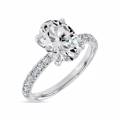 Sculpted C-Prong Pavé Lab Engagement Ring by Christian Siriano