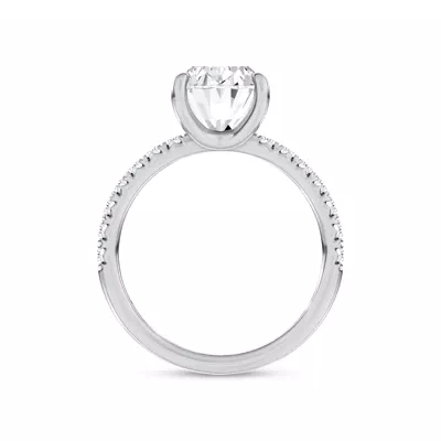Sculpted C-Prong Pavé Lab Engagement Ring by Christian Siriano