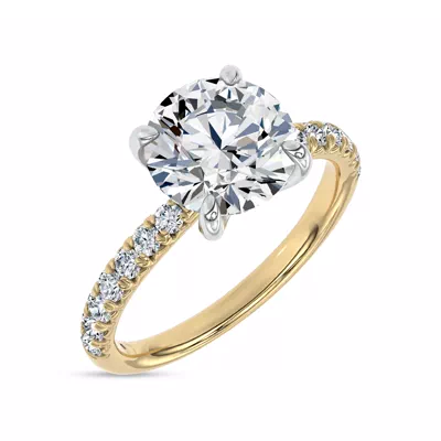 Sculpted C-Prong Pavé Lab Engagement Ring by Christian Siriano