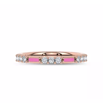 Colvivre Pink Ceramic Lab Diamond Band by Christian Siriano