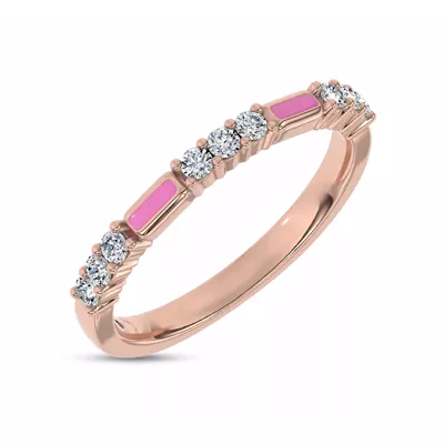 Colvivre Pink Ceramic Lab Diamond Band by Christian Siriano
