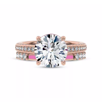 Colvivre Pink Ceramic Lab Diamond Band by Christian Siriano