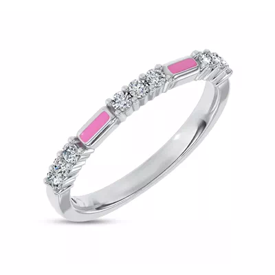 Colvivre Pink Ceramic Lab Diamond Band by Christian Siriano