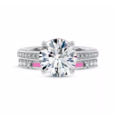 Colvivre Pink Ceramic Lab Diamond Band by Christian Siriano