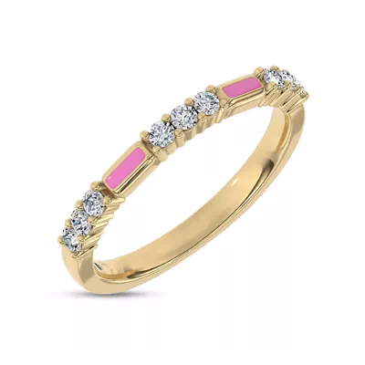 Colvivre Pink Ceramic Lab Diamond Band by Christian Siriano