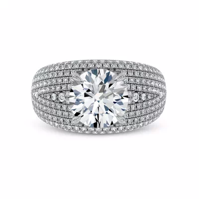 Grand Pavé Dome Lab Diamond Engagement Ring