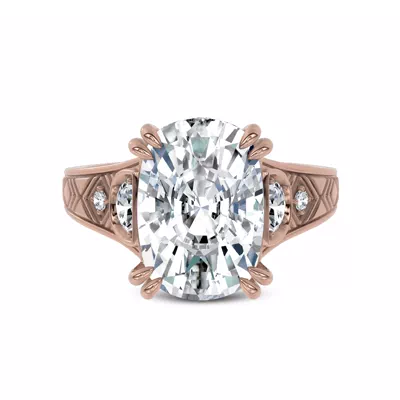 Vintage Cathedral Half-Moon Lab Diamond Engagement Ring