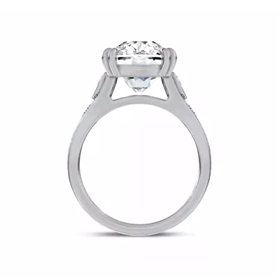 Vintage Cathedral Half-Moon Lab Diamond Engagement Ring