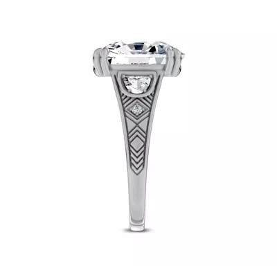 Vintage Cathedral Half-Moon Lab Diamond Engagement Ring