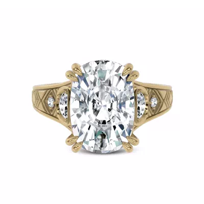 Vintage Cathedral Half-Moon Lab Diamond Engagement Ring