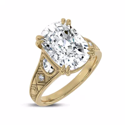 Vintage Cathedral Half-Moon Lab Diamond Engagement Ring