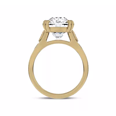 Vintage Cathedral Half-Moon Lab Diamond Engagement Ring